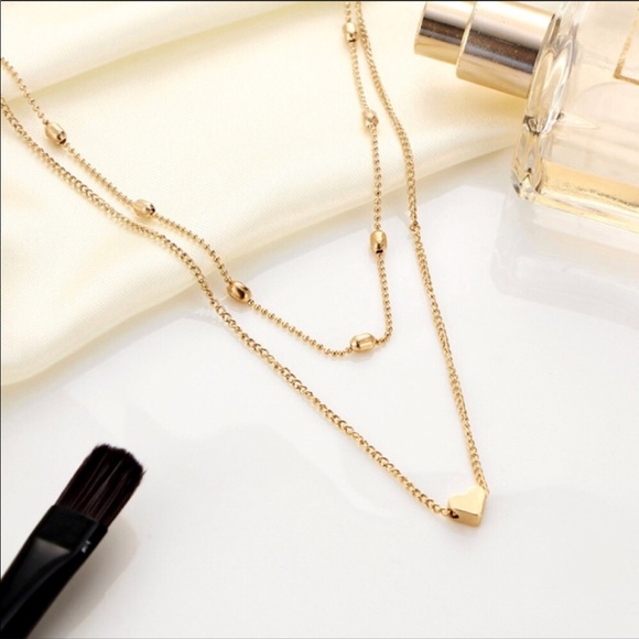 Double Layer Heart Necklace - Picture 2 of 6